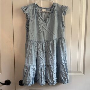 Wonderly Sky Blue Tiered Kids Dress